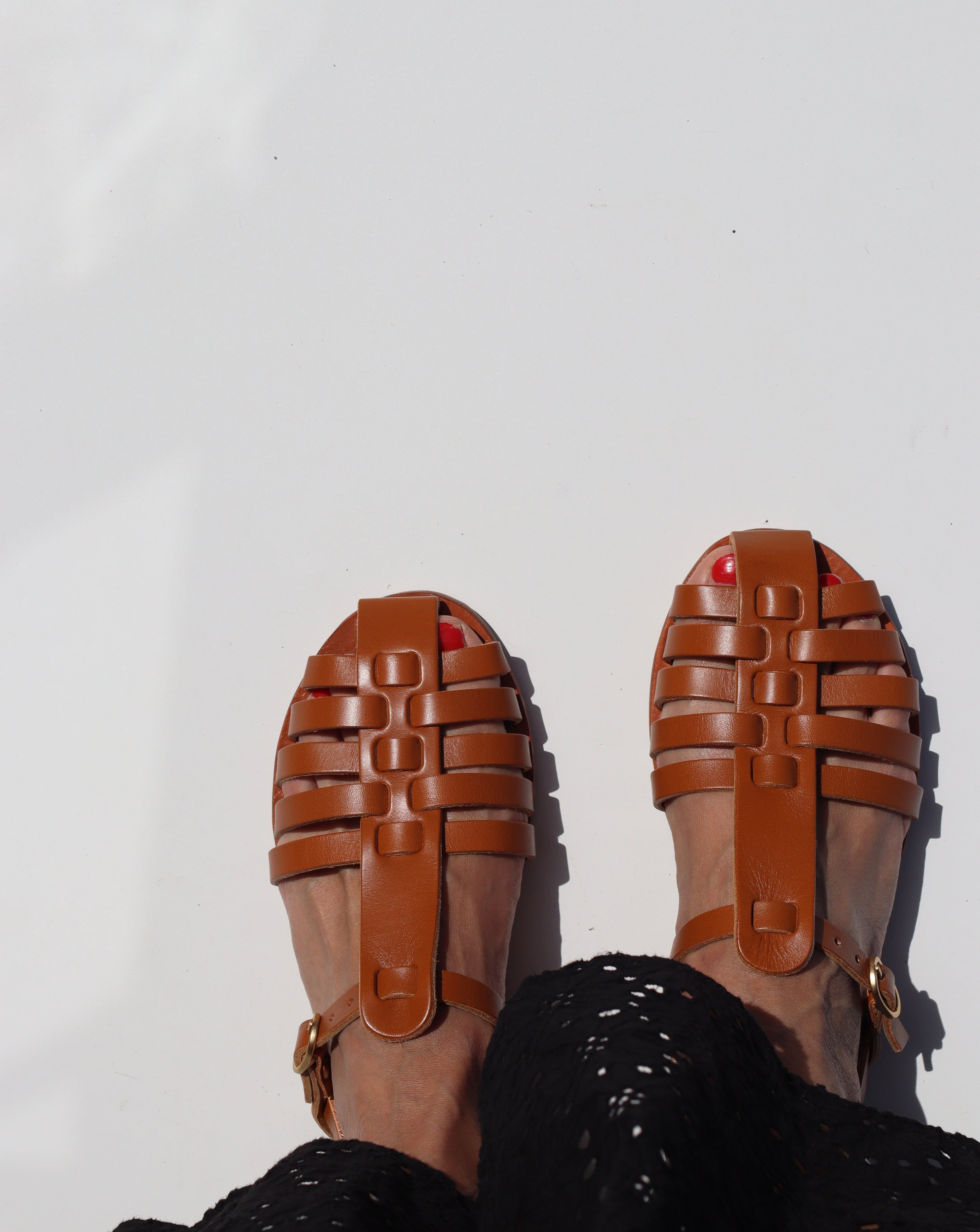 Merrell Fisherman Style Sandals M 8 Brown Closed Toe Caged Leather Upper A465 Women - Fleur Leather Fisherman - Sandals | Merrell main image 2