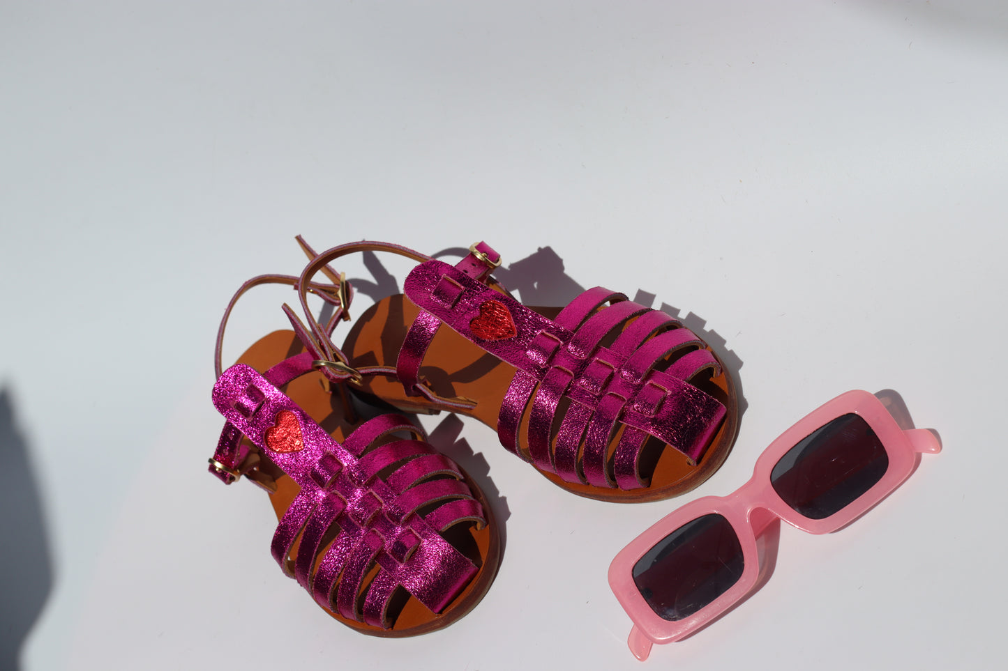 Flash Pink + Red Heart - Fisherman Sandals