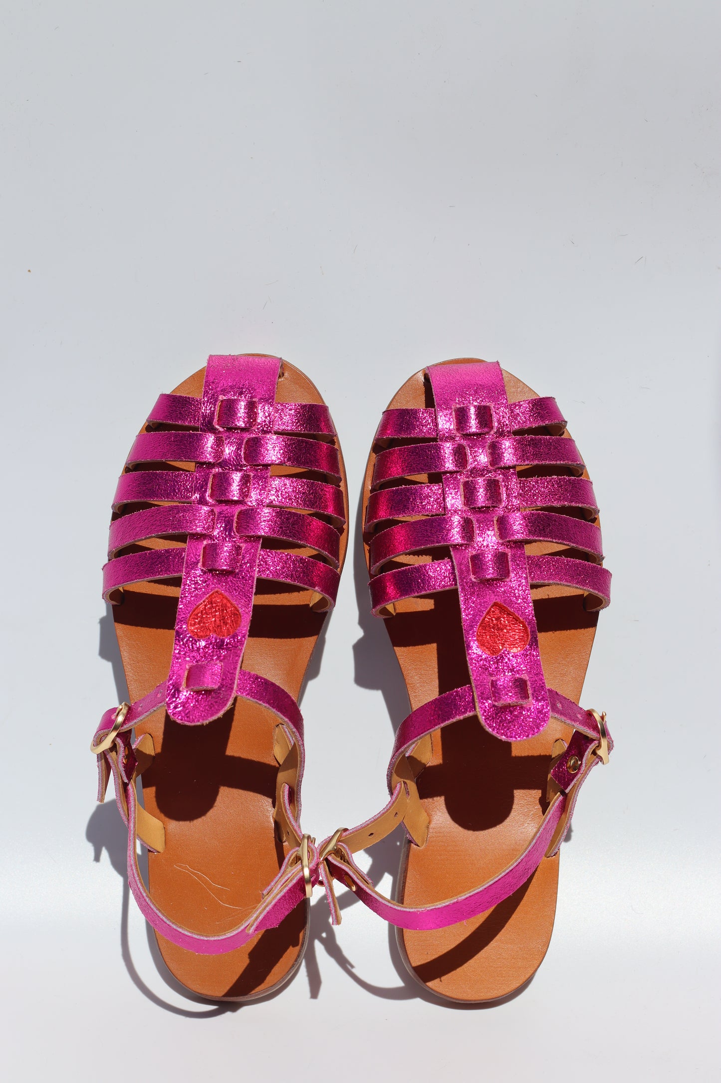 Flash Pink + Red Heart - Fisherman Sandals
