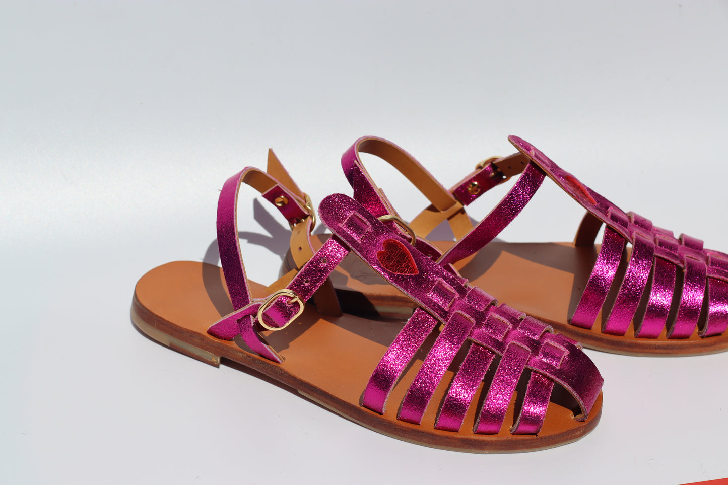 Flash Pink + Red Heart - Fisherman Sandals