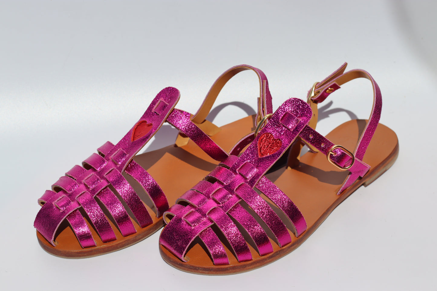 Flash Pink + Red Heart - Fisherman Sandals