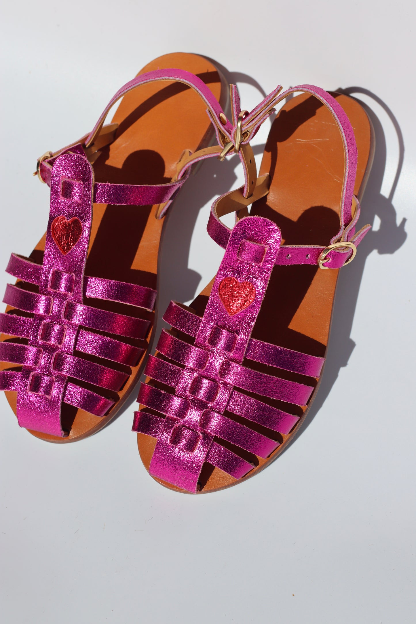 Flash Pink + Red Heart - Fisherman Sandals