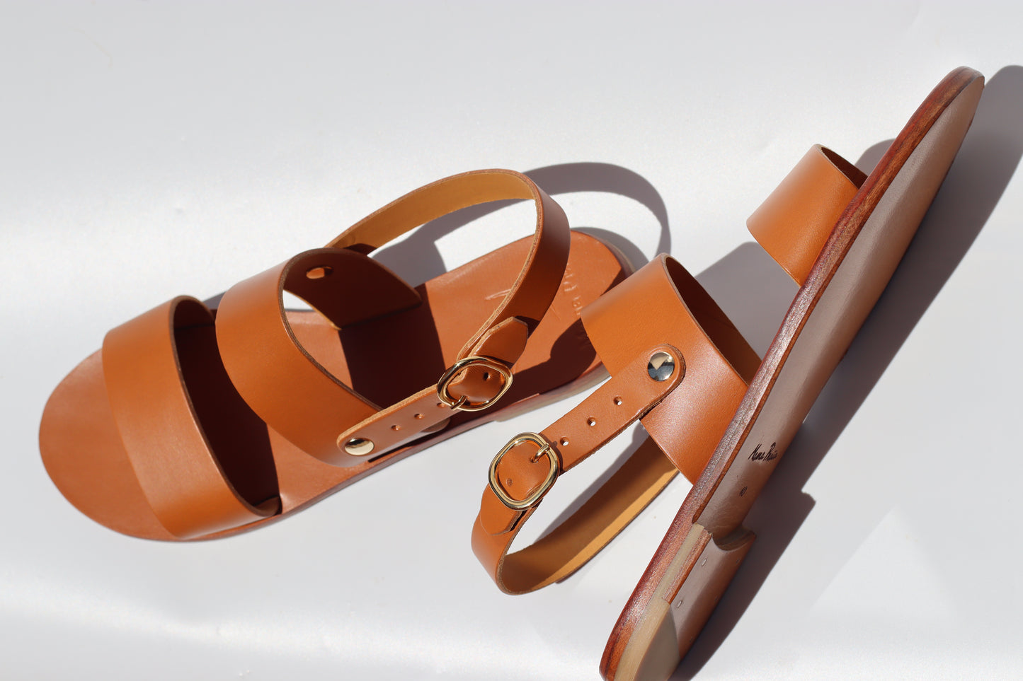 Camel - Camel Sole - Slingback Two-Strap Sandals