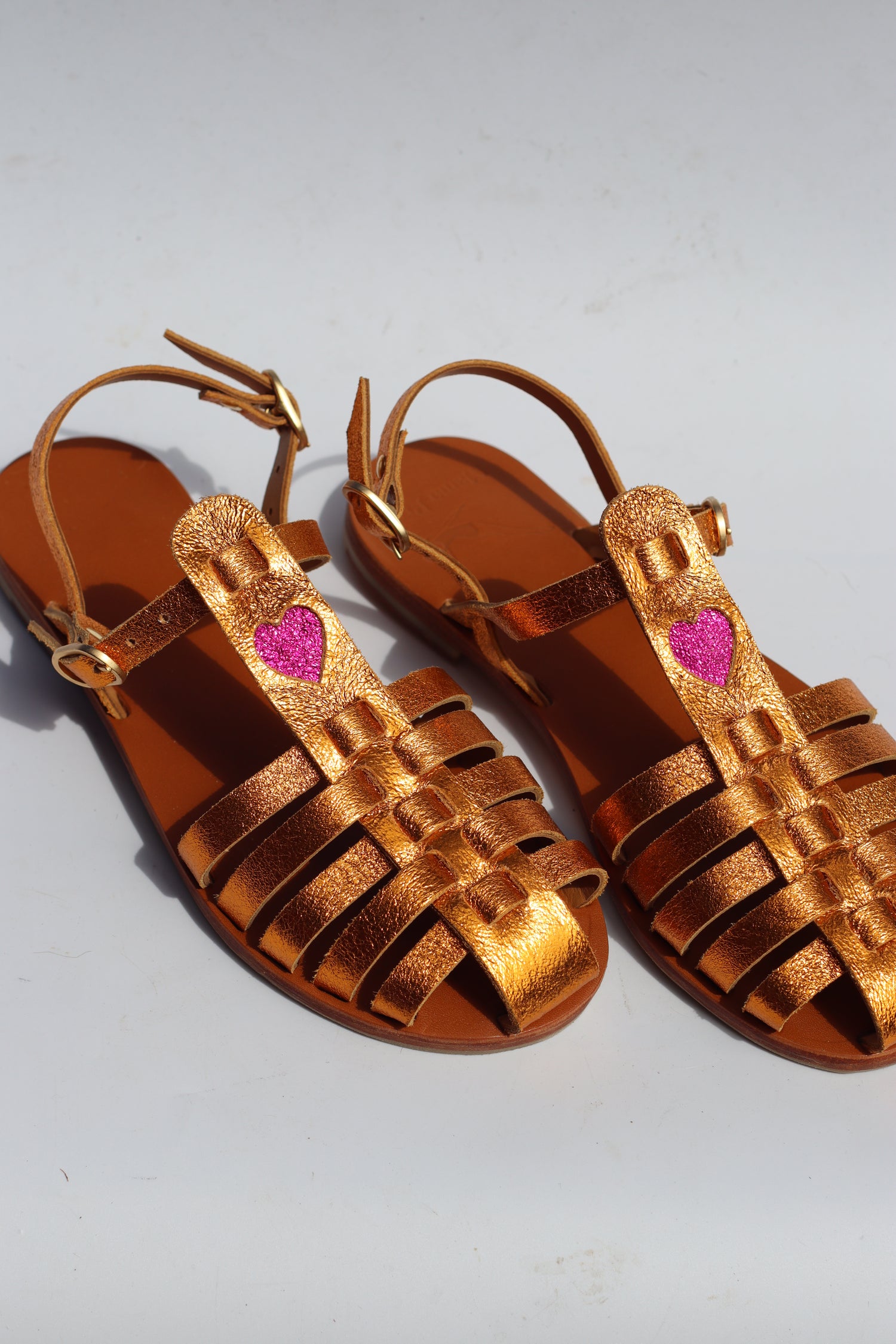 Sandales en cuir femme orange