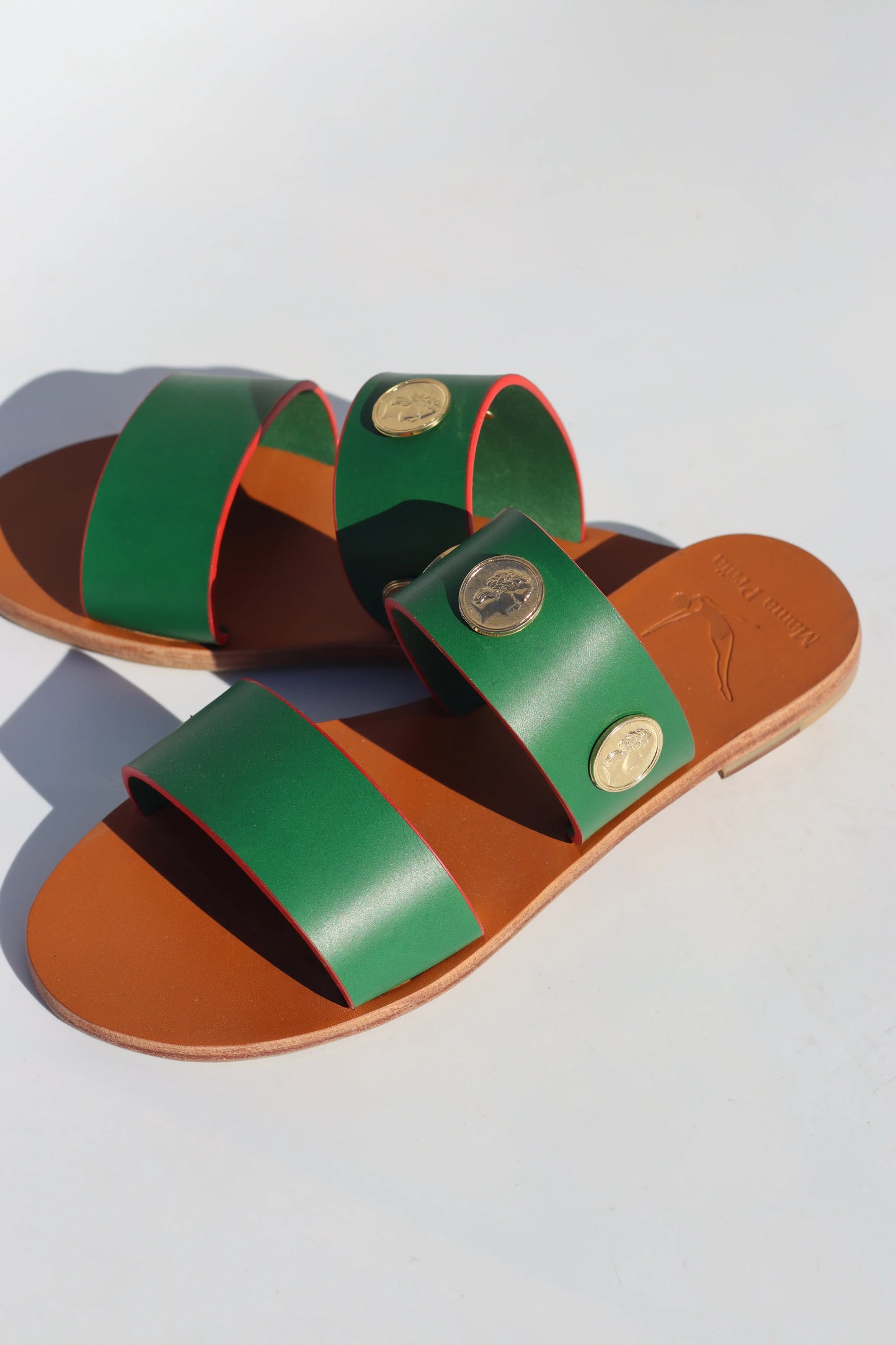 Green sandals for ladies for wedding low heels