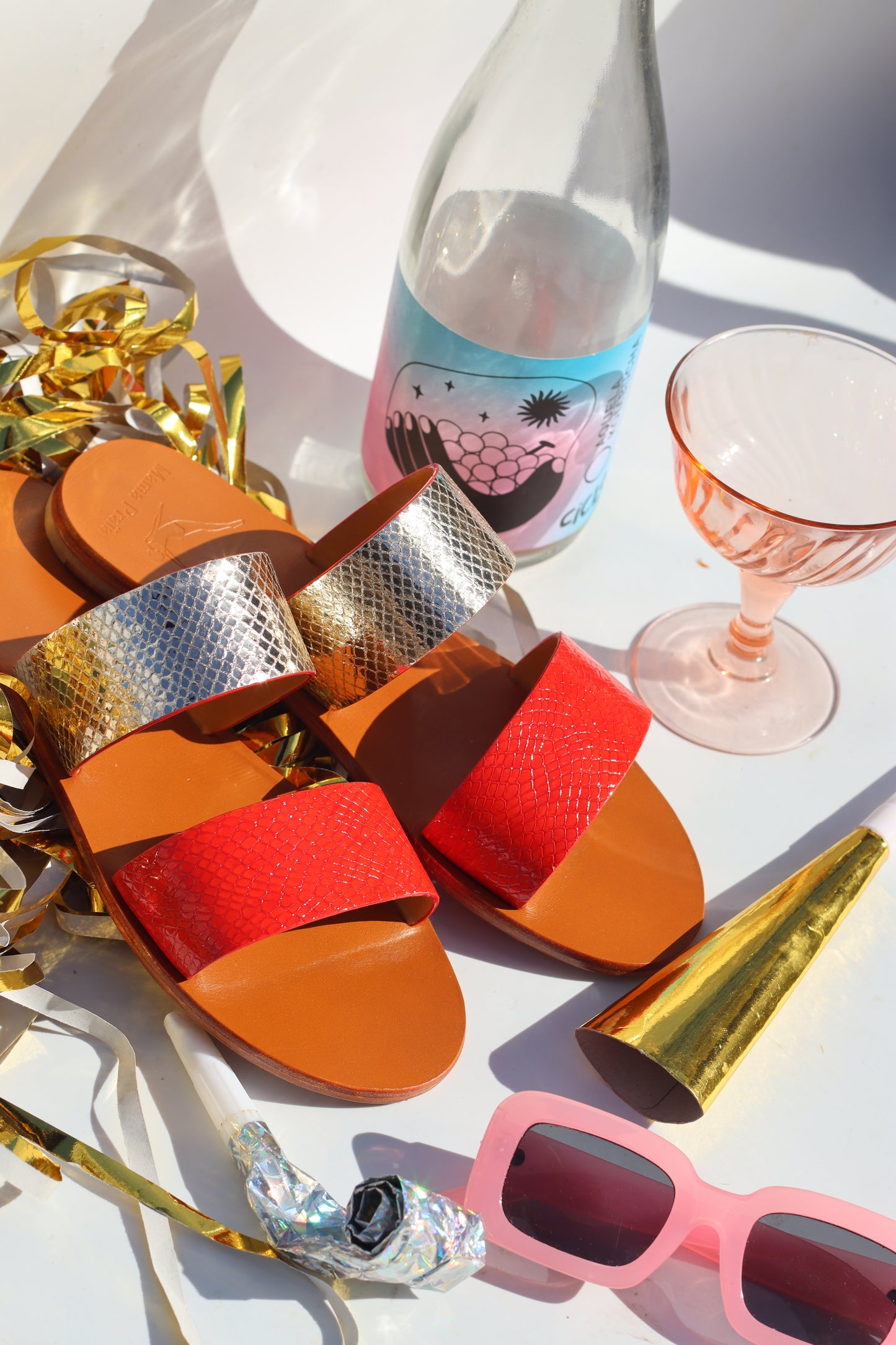 Happy Bamba - Camel Sole - Two-Strap Sandals