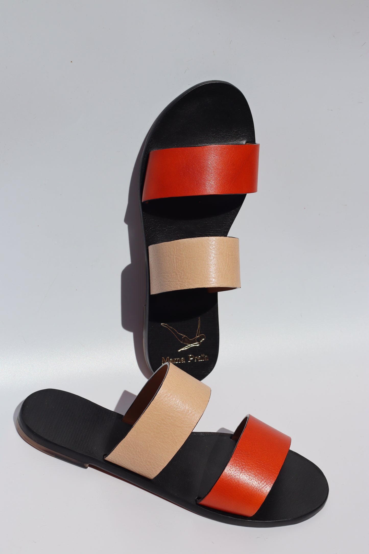 Kesh + Black Touch - Black Sole - Two-Strap Sandals