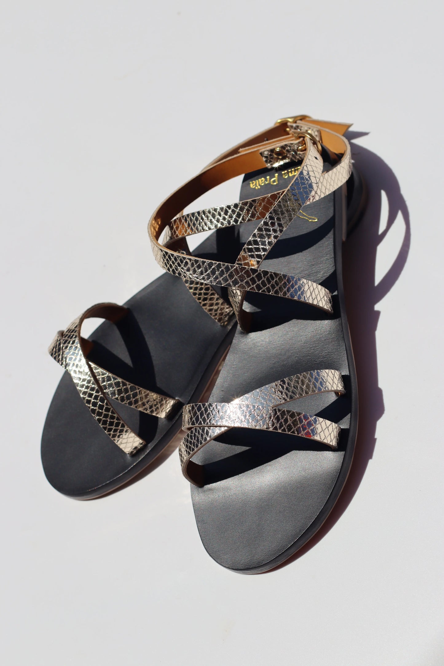 Silver Snake - Black Sole - Ankle Sandals