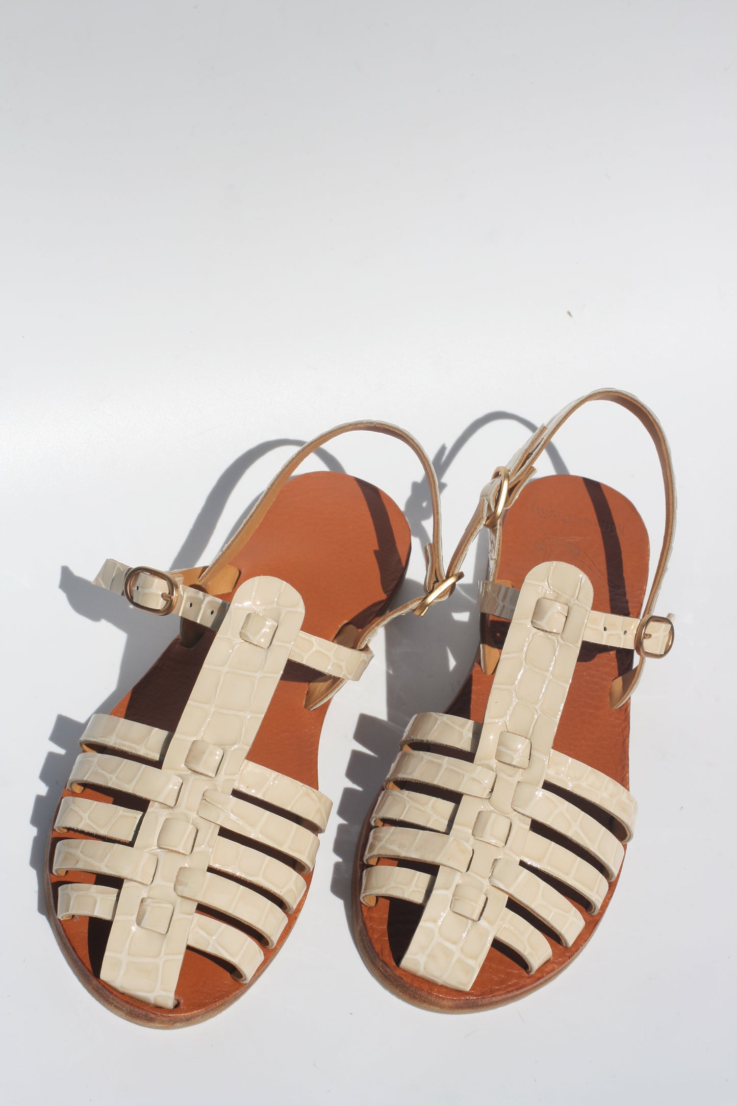 Croco Cream - Fisherman Sandals