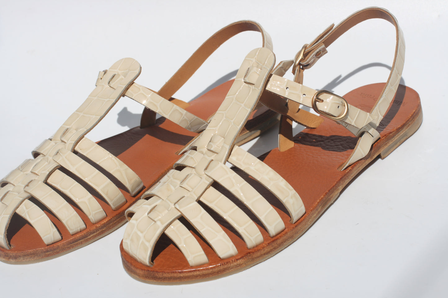 Croco Cream - Fisherman Sandals