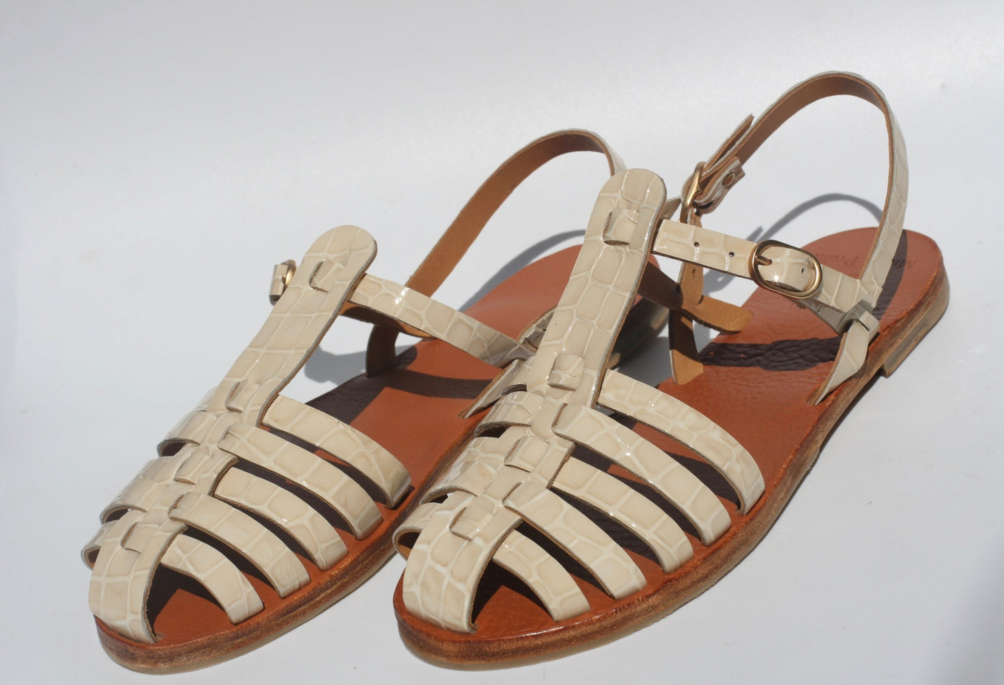 Croco Cream - Fisherman Sandals