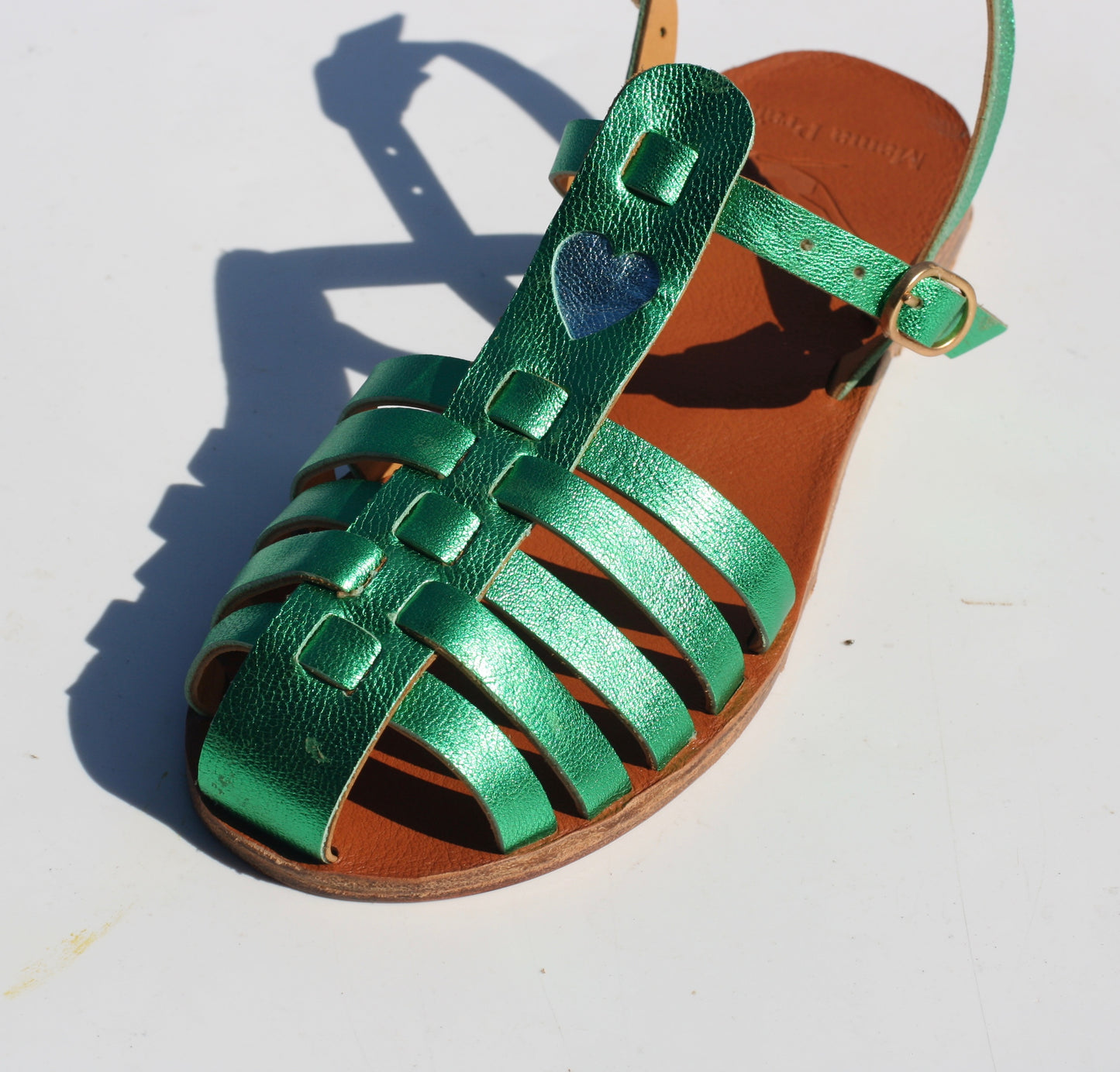 Funky Green + Blue Heart - Fisherman Sandals