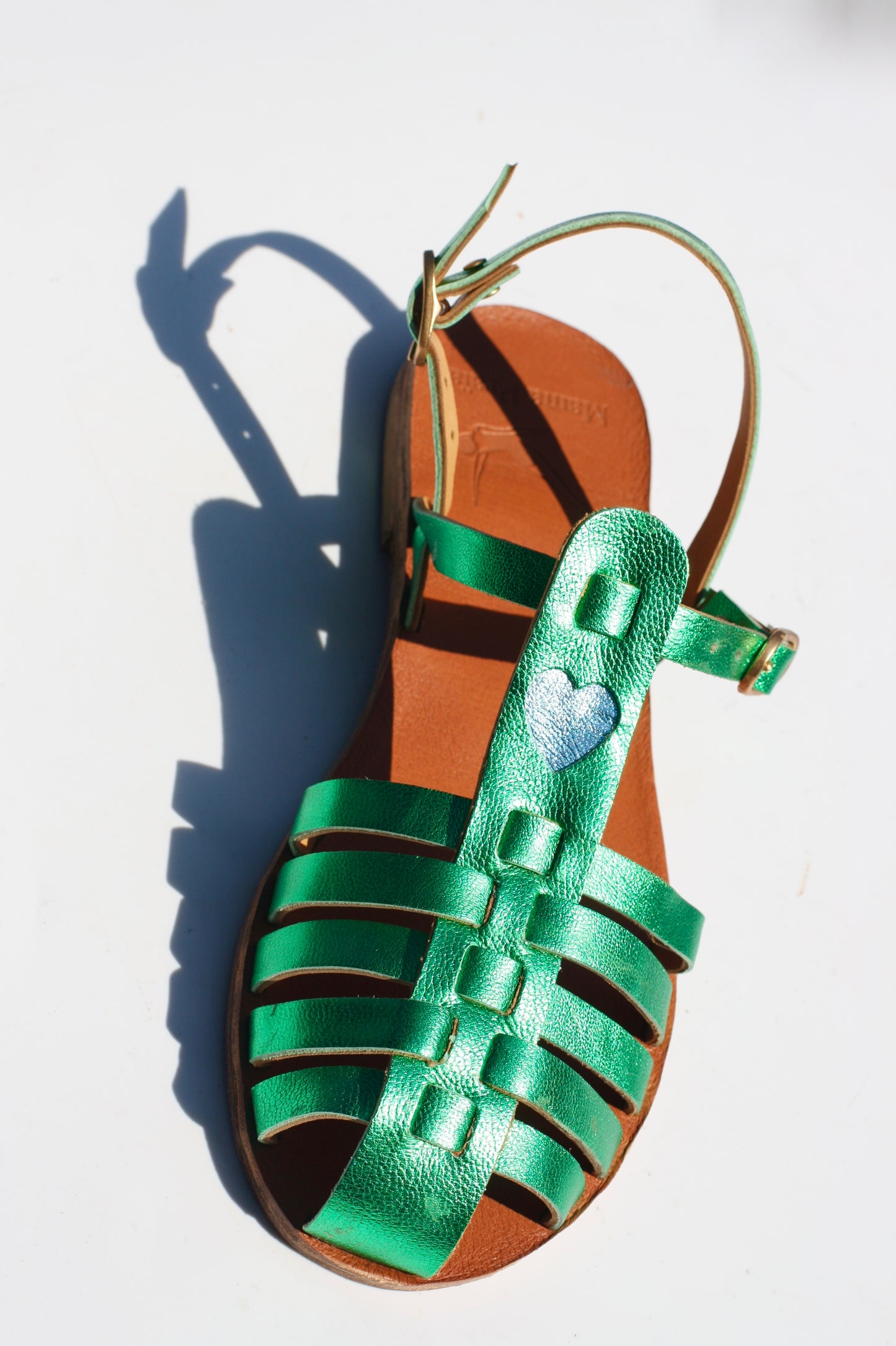 Funky Green + Blue Heart - Fisherman Sandals