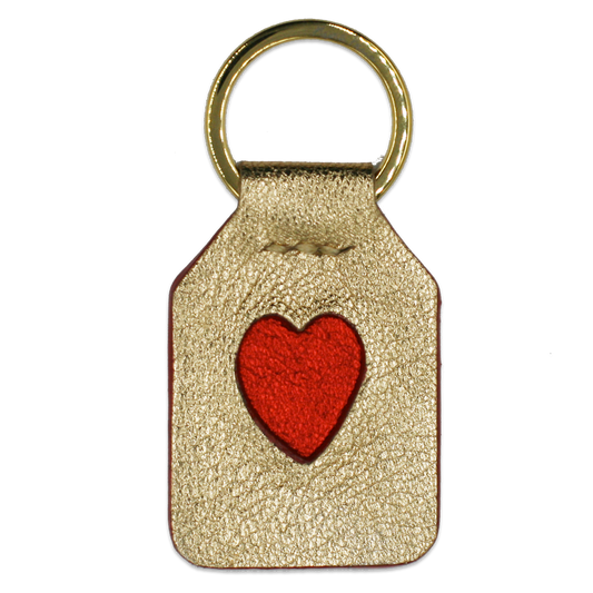 Gold + Red Heart - Keyring