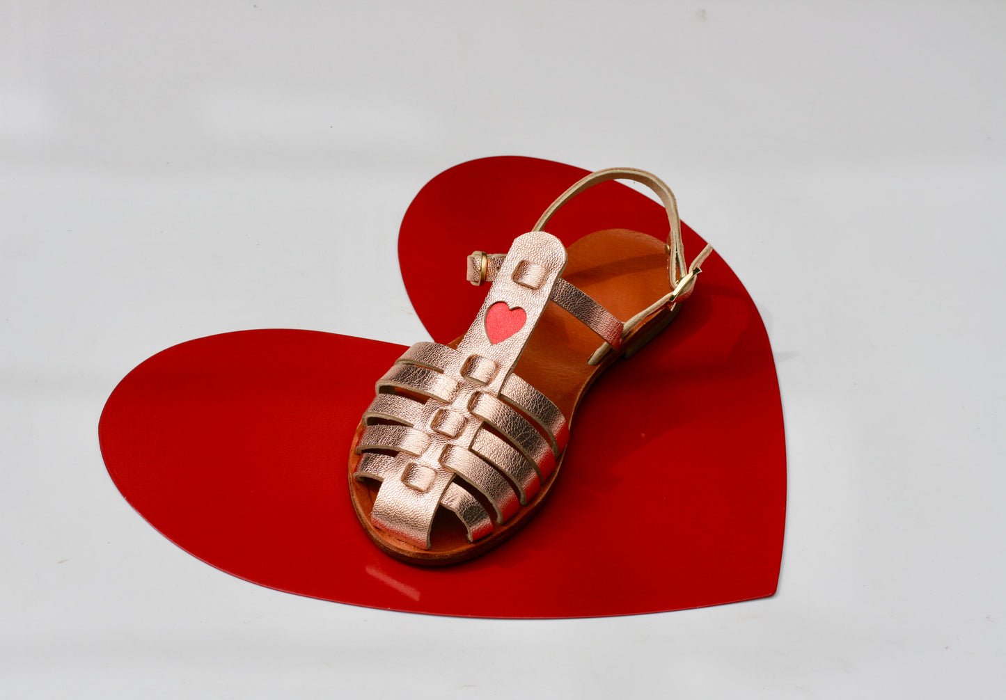 Goldy Pink + Red Heart - Fisherman Sandals