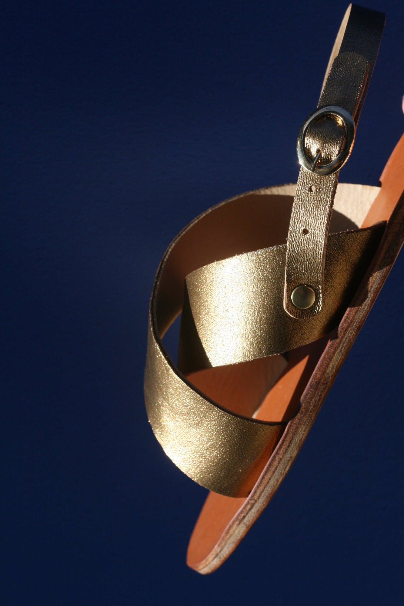 Goldy - Camel Sole - Slingback Cross Sandals