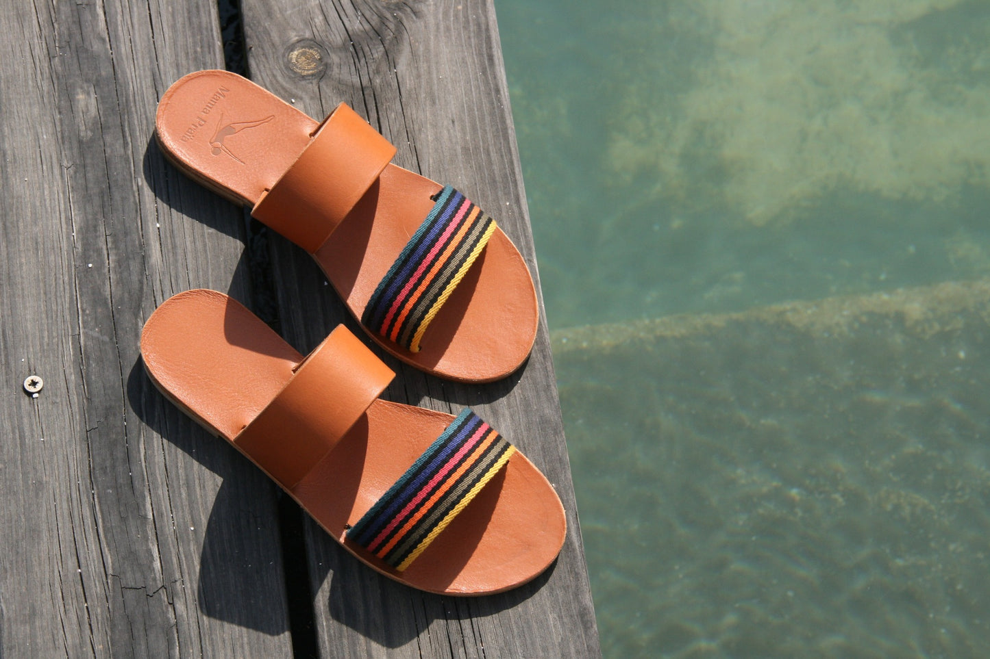 sandales en cuir et coton  multiclor