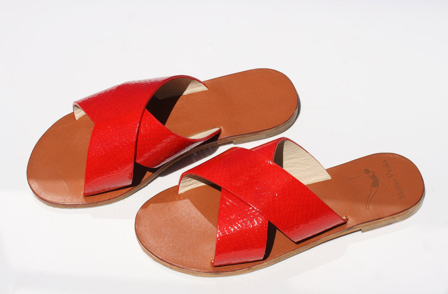 Red Lipstick - Camel Sole - Cross Sandals