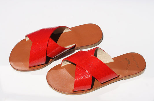 Red Lipstick - Cross Sandals