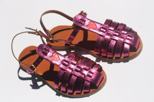 Flash Pink + Red Heart - Fisherman Sandals