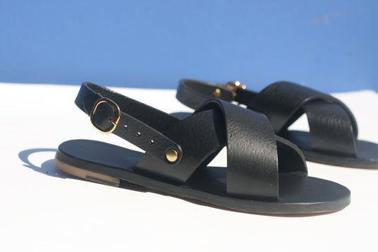 All Black - Slingback Cross Sandals