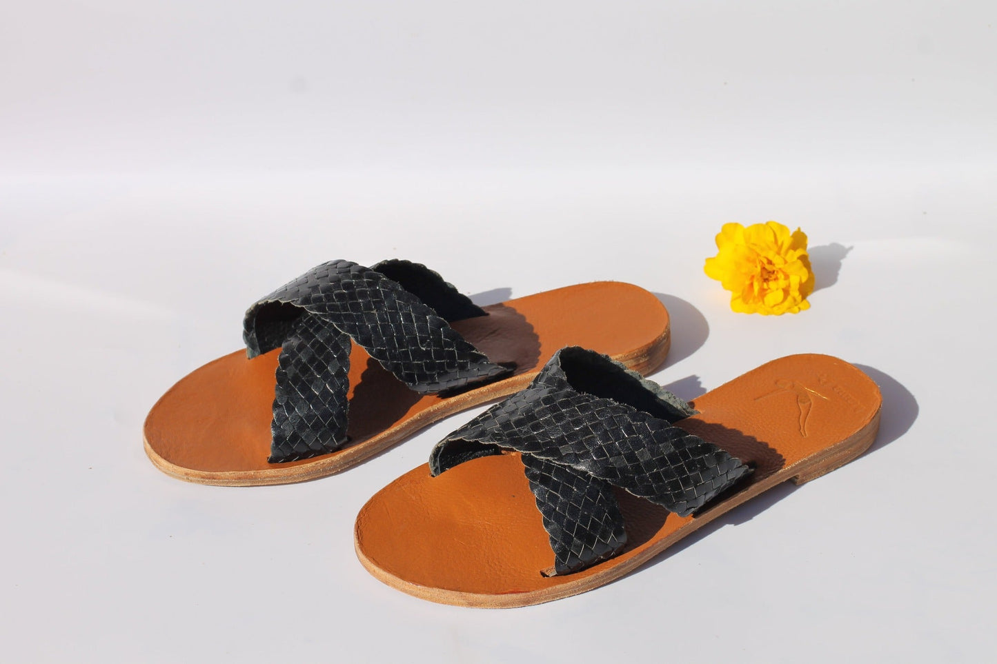 Black Swan - Camel Sole - Cross Sandals