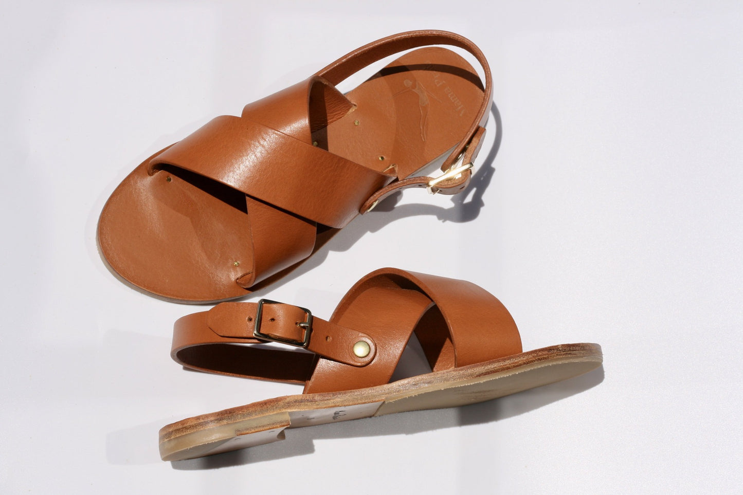 Sandales-Cuir-Artisanale-Femme-Camel-Croisée-Bride-Arrière