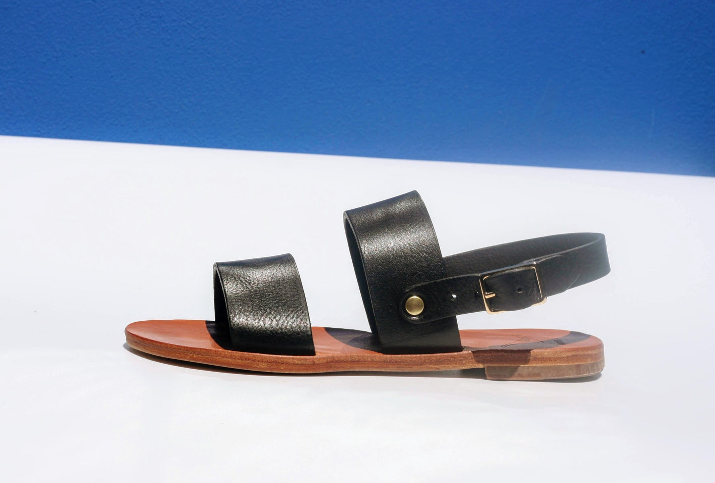 Sandales-Cuir-Artisanale-Femme-Noir-Classique-Bride-arrière