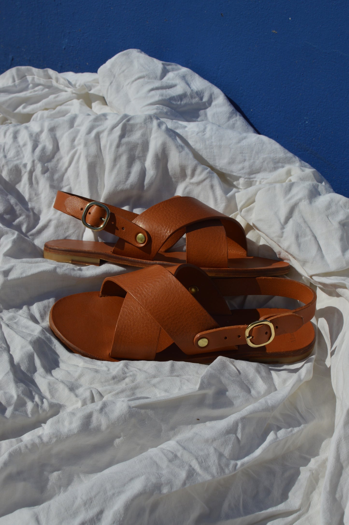 Camel - Camel Sole - Slingback Cross Sandals