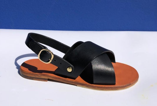 Black - Slingback Cross Sandals