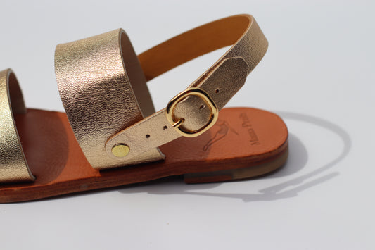 Goldy - Camel Sole - Slingback Two-Strap Sandals