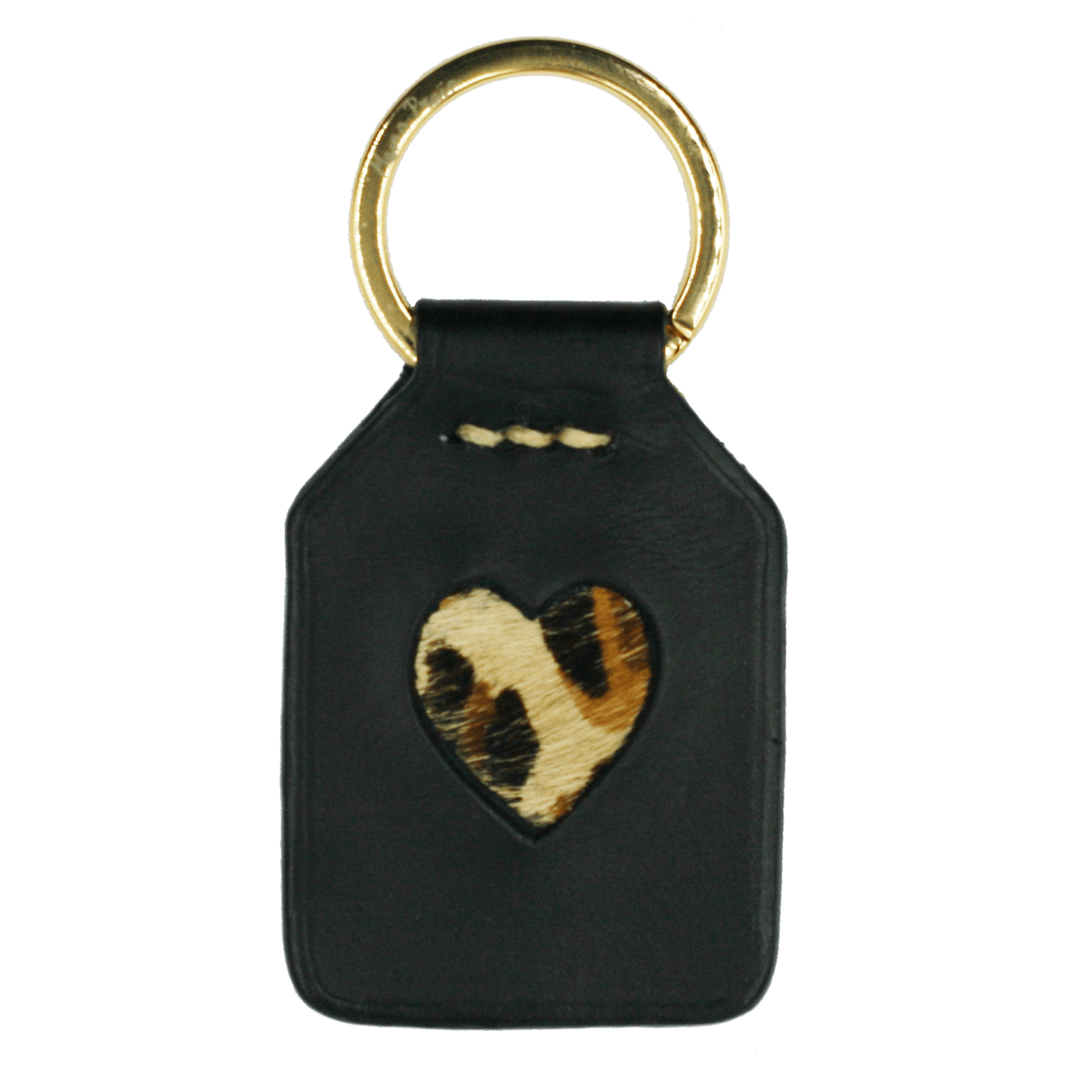 Black + Leopard Heart - Keyring