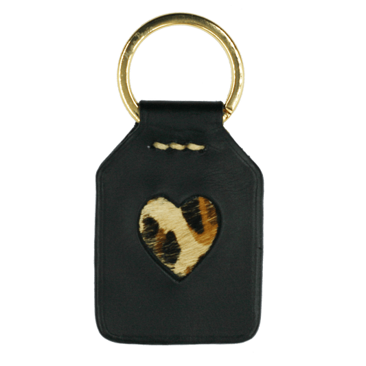 Black + Leopard Heart - Porte-clés