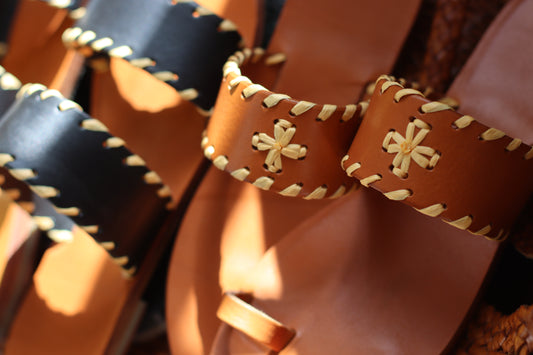 Camel Rafia - Camel Sole - Toe Sandals