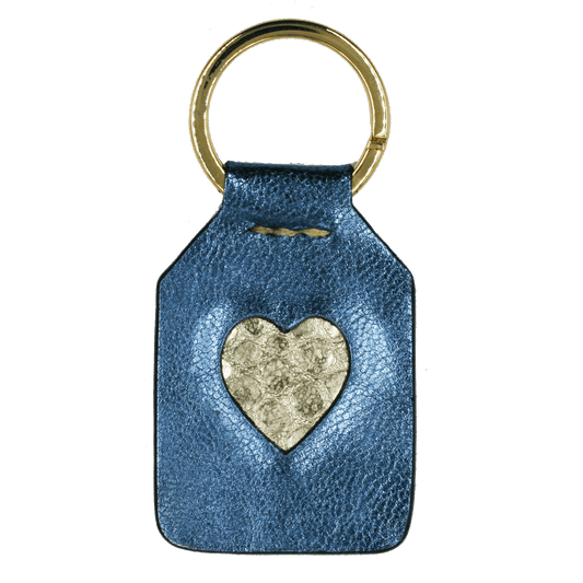 Disco Blue + Silver Heart - Porte-clés