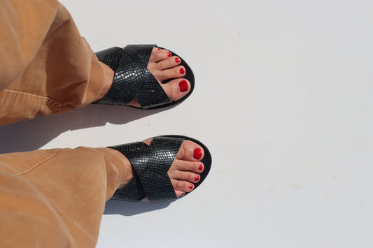 cross leather sandals
