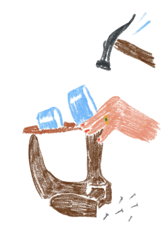 Illustration of a sandals in the making