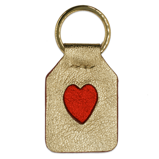 Gold + Red Heart - Keyring