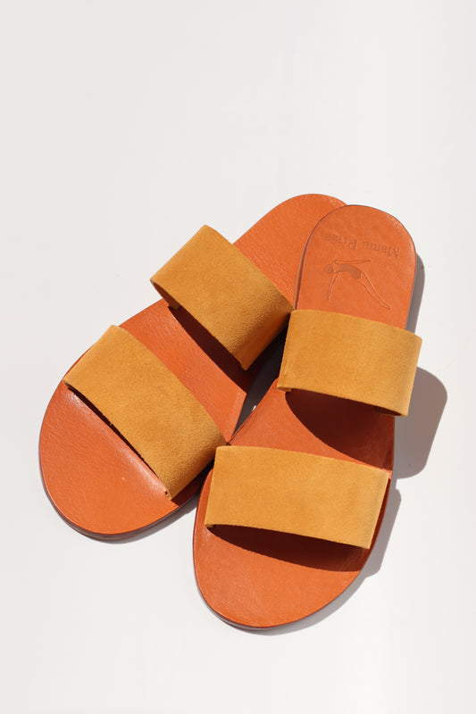 Brown Suede - Camel Sole - Two-Strap Sandals