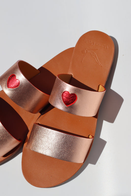 Goldy Pink +  Red Touch + Red Circus Heart - Camel Sole - Two-Strap Sandals