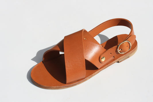 Camel - Camel Sole - Slingback Cross Sandals
