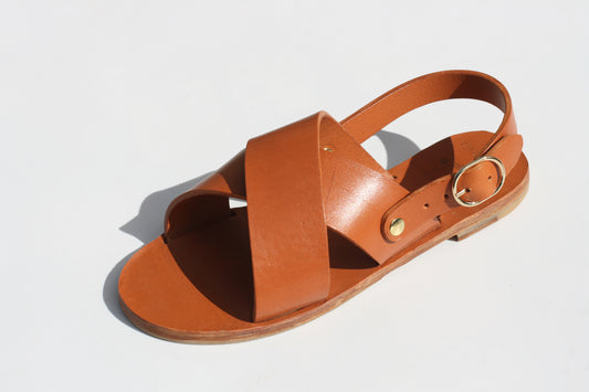 Camel - Slingback Cross Sandals