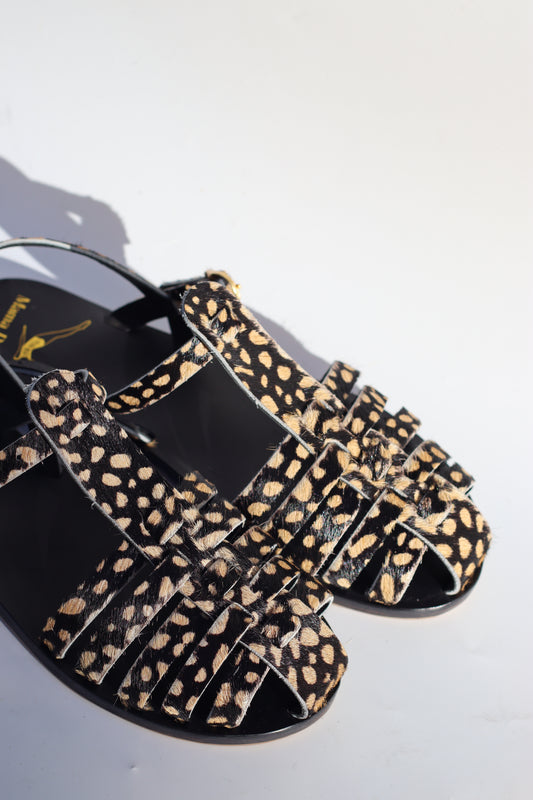 Leopard print sandal on a white background