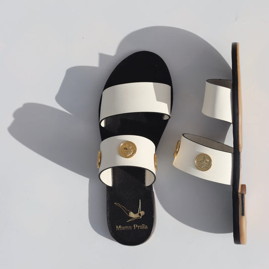 flat sandals with golden coins