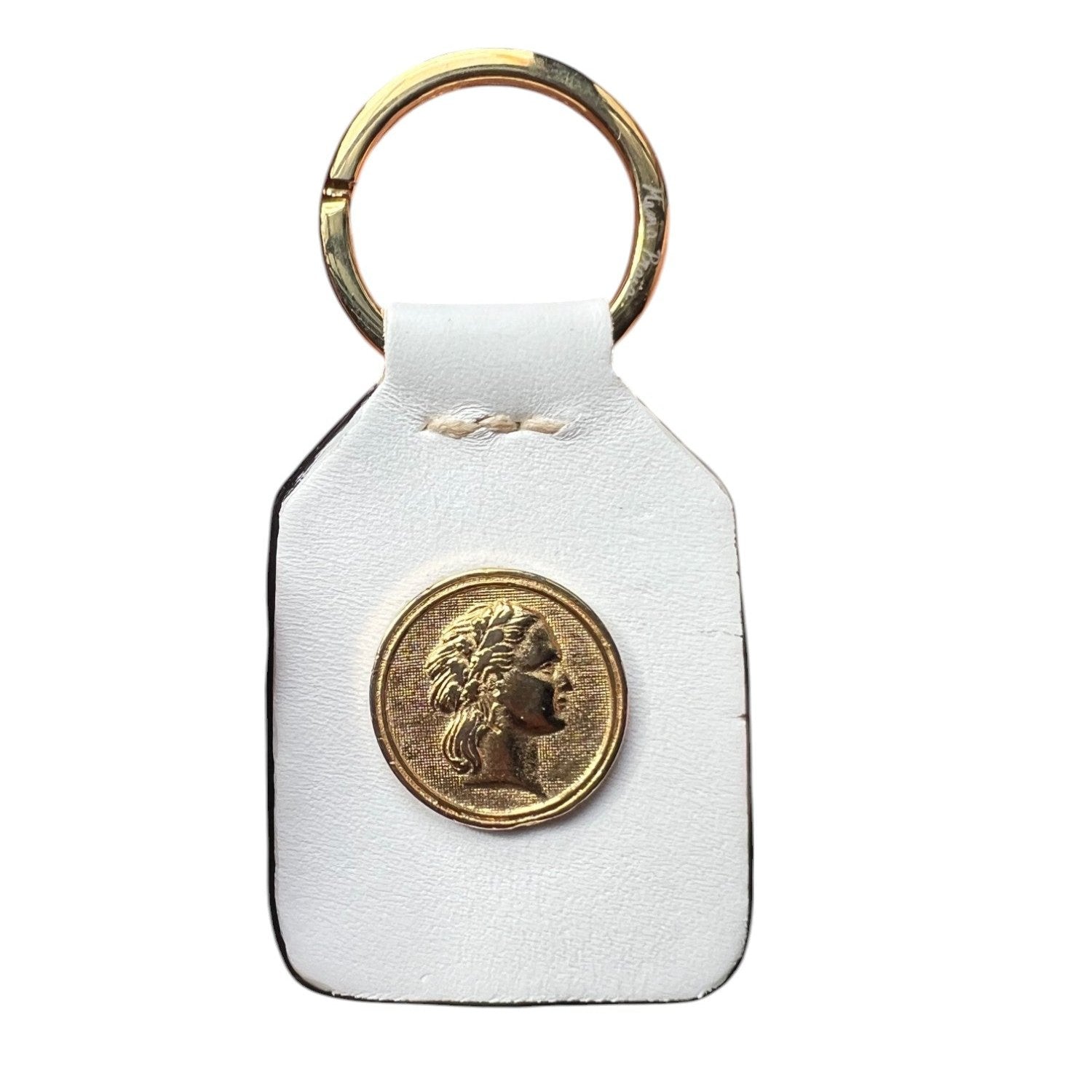 White Leather Keychain with gems – Handmade in Lisbon | Mama Praia ...