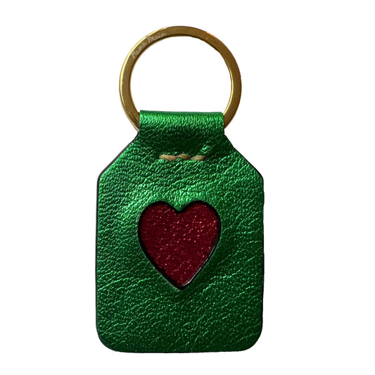 Funcky Green + Pink Heart - Keyring