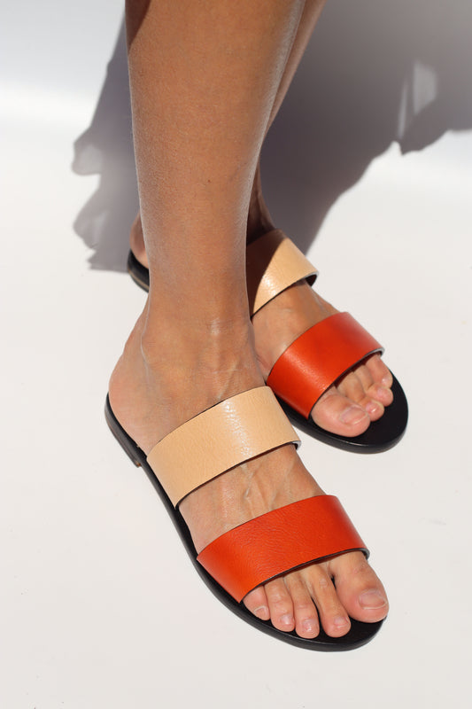 Kesh + Black Touch - Black Sole - Two-Strap Sandals