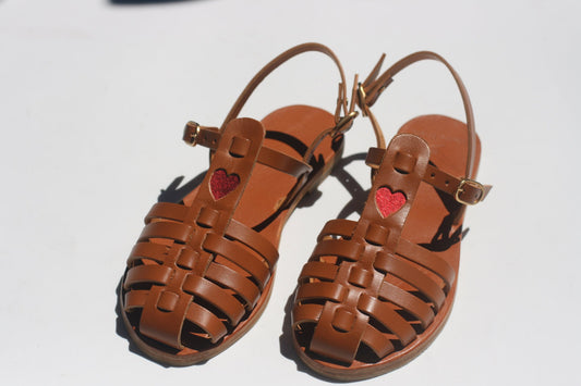 Camel + Red Heart - Fisherman Sandals
