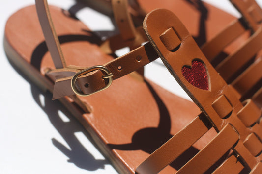 Camel + Red Heart - Fisherman Sandals