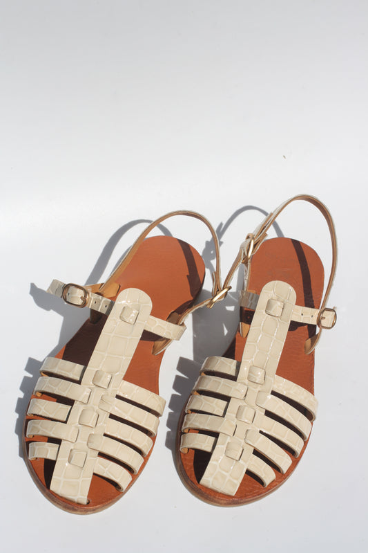 Croco Cream - Fisherman Sandals